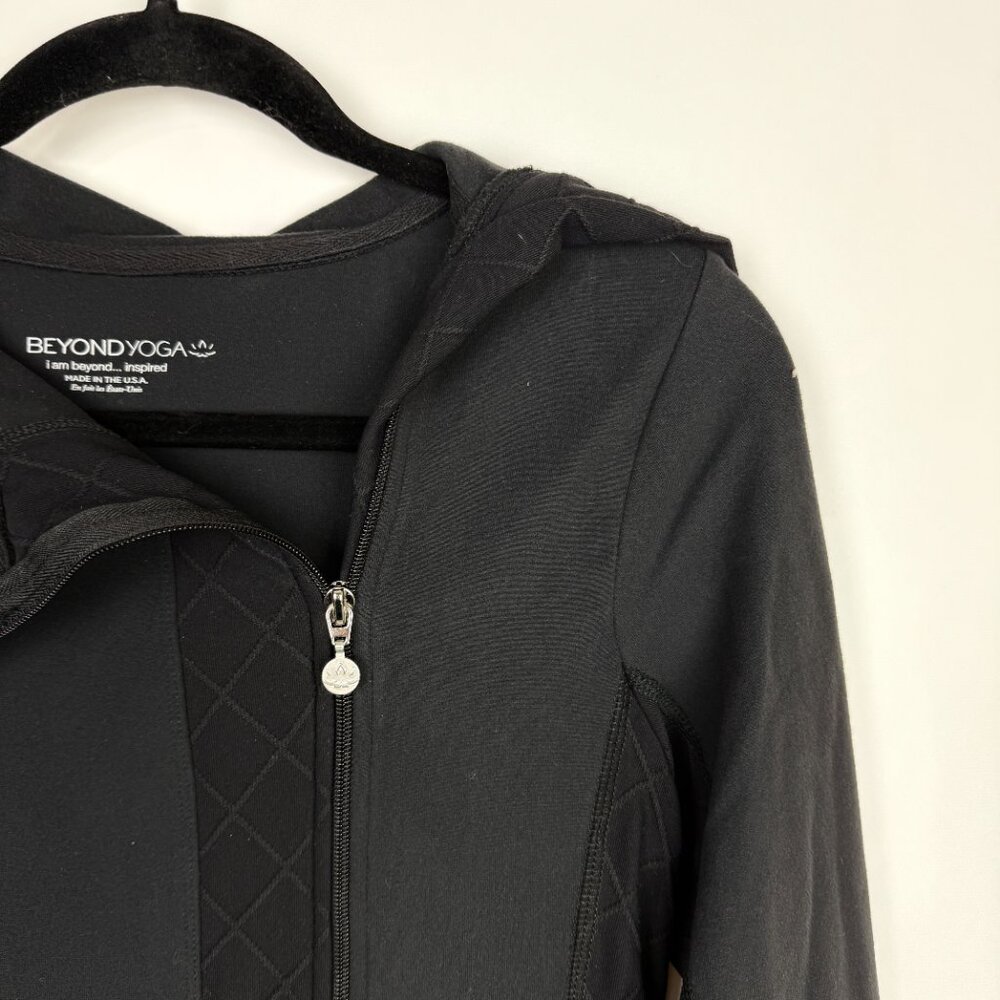 Beyond Yoga Asymmetric Full Zip‎ Supplex Knit Jacket Black Medium - Picture 4 of 9